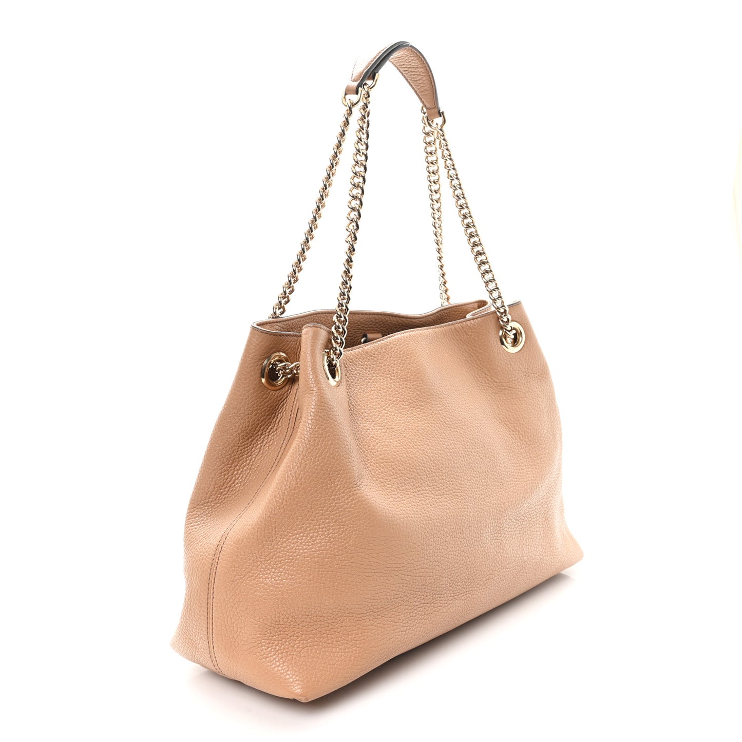 Pebbled Calfskin Medium Soho Chain Shoulder Bag Camelia