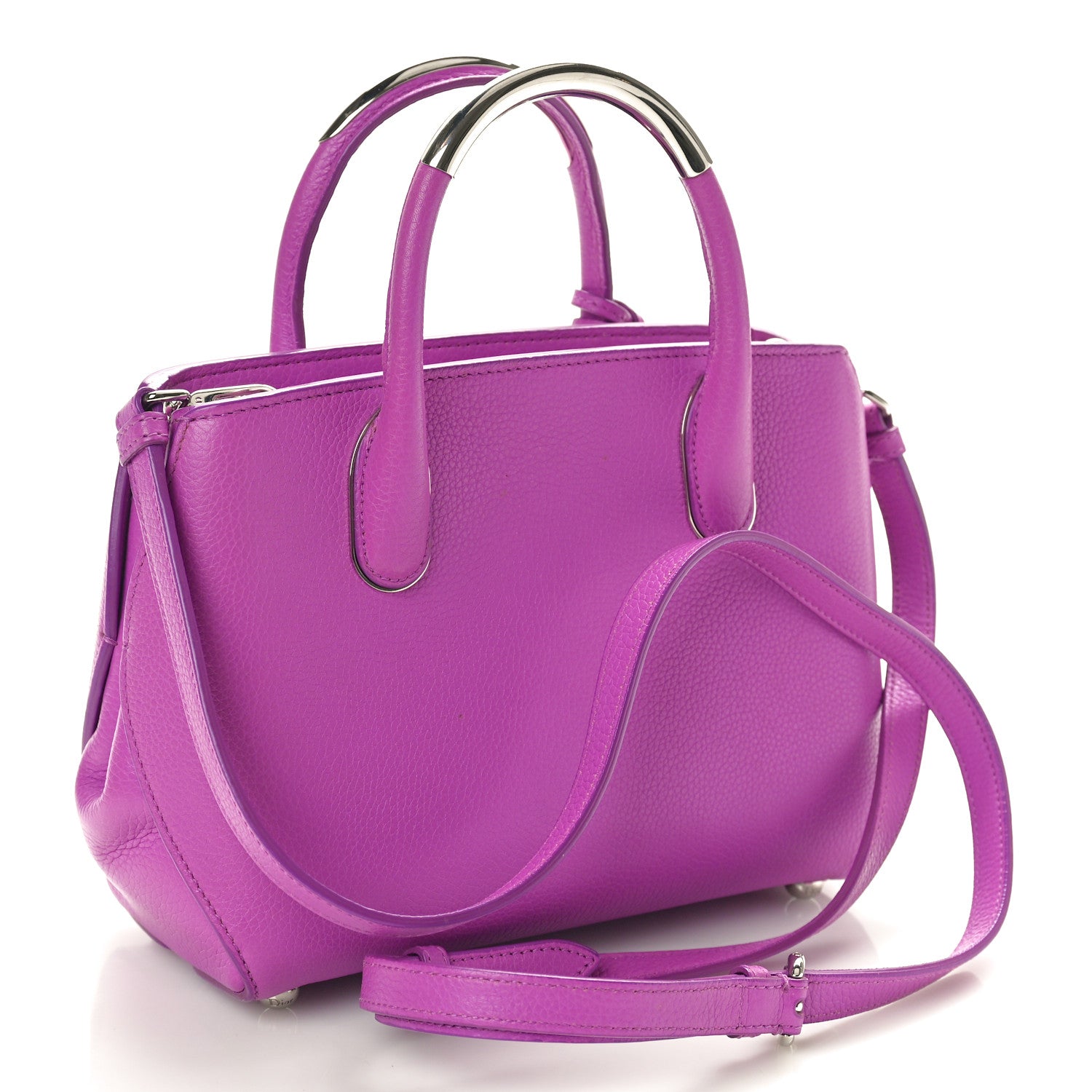 Christian Dior Grained Calfskin Small Open Bar Tote Purple 2 of 9