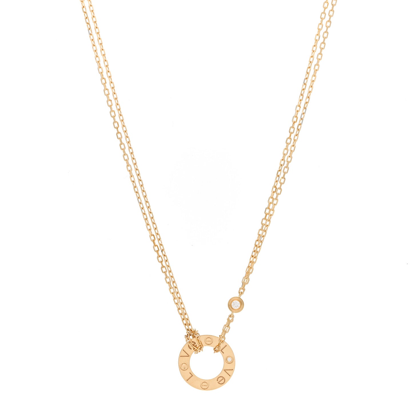 18K Yellow Gold 2 Diamond LOVE Necklace