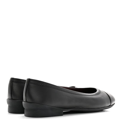 Chanel Lambskin Cap Toe CC Ballerina Flats 40 Black 4 of 15