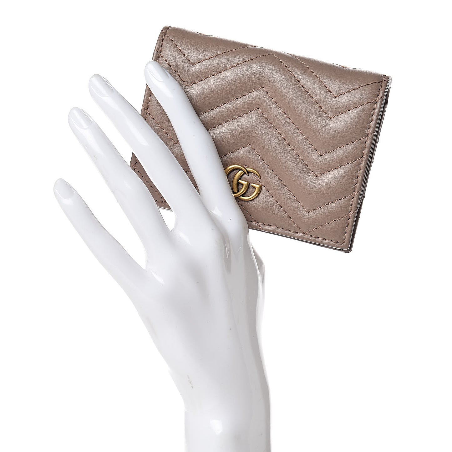 Calfskin Matelasse GG Marmont Card Case Wallet Porcelain Rose
