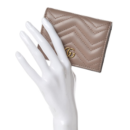 Gucci Calfskin Matelasse GG Marmont Card Case Wallet Porcelain Rose 2 of 11