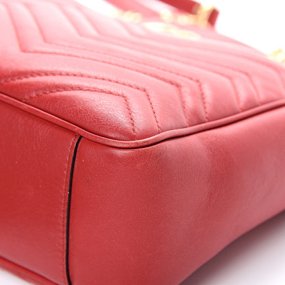 Gucci Calfskin Matelasse Medium GG Marmont Open Top Shoulder Bag Hibiscus Red 9 of 16
