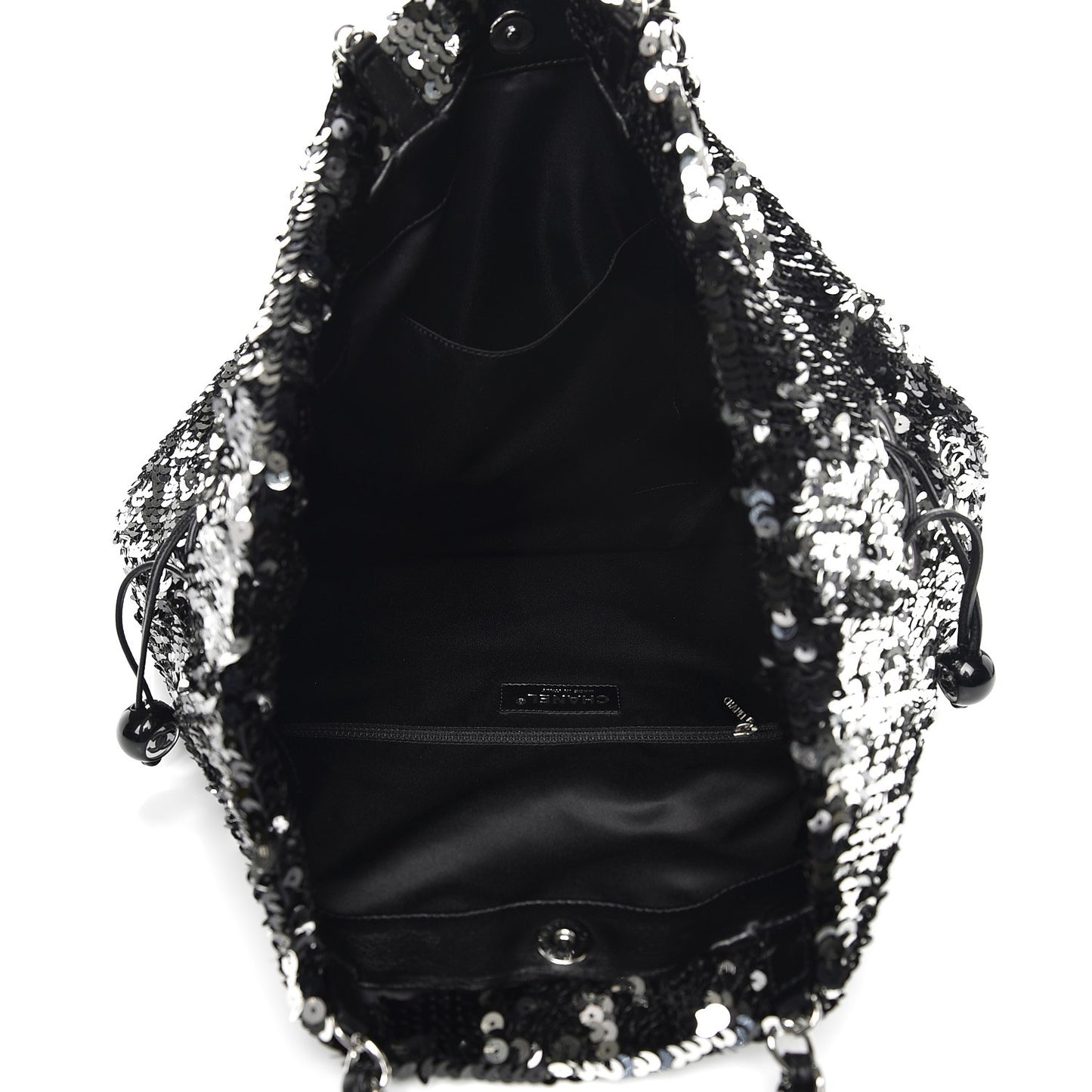 Sequin Summer Night Drawstring Tote Black