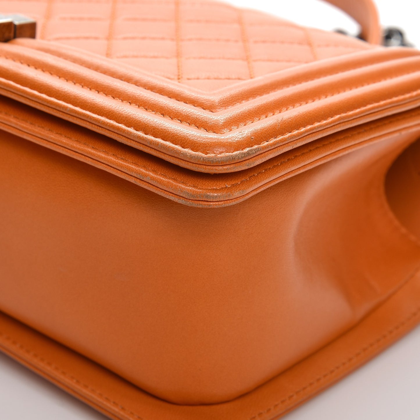 Lambskin Quilted Medium Boy Flap Orange