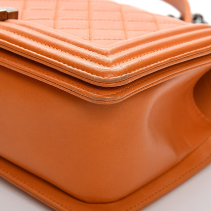 Chanel Lambskin Quilted Medium Boy Flap Orange 11 of 13
