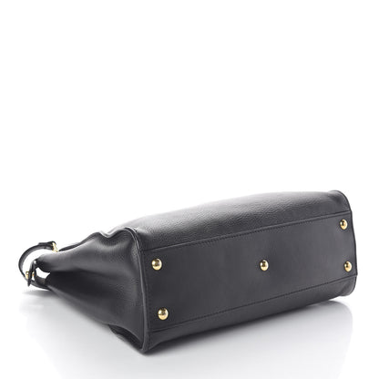 Fendi Vitello Seta Shiny Nappa Medium Peekaboo Iconic Satchel Black 3 of 11