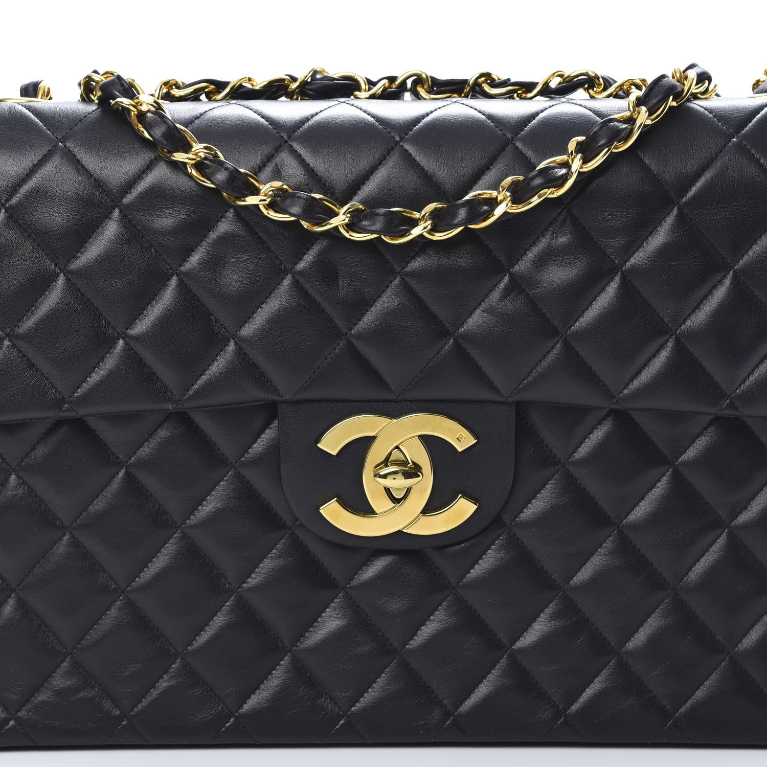 Chanel Lambskin Quilted XL Jumbo Single Flap Black 9 of 15