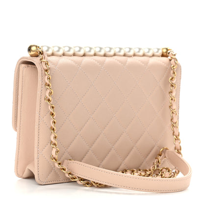 Chanel Lambskin Quilted Small Chic Pearls Flap Beige 2 of 13