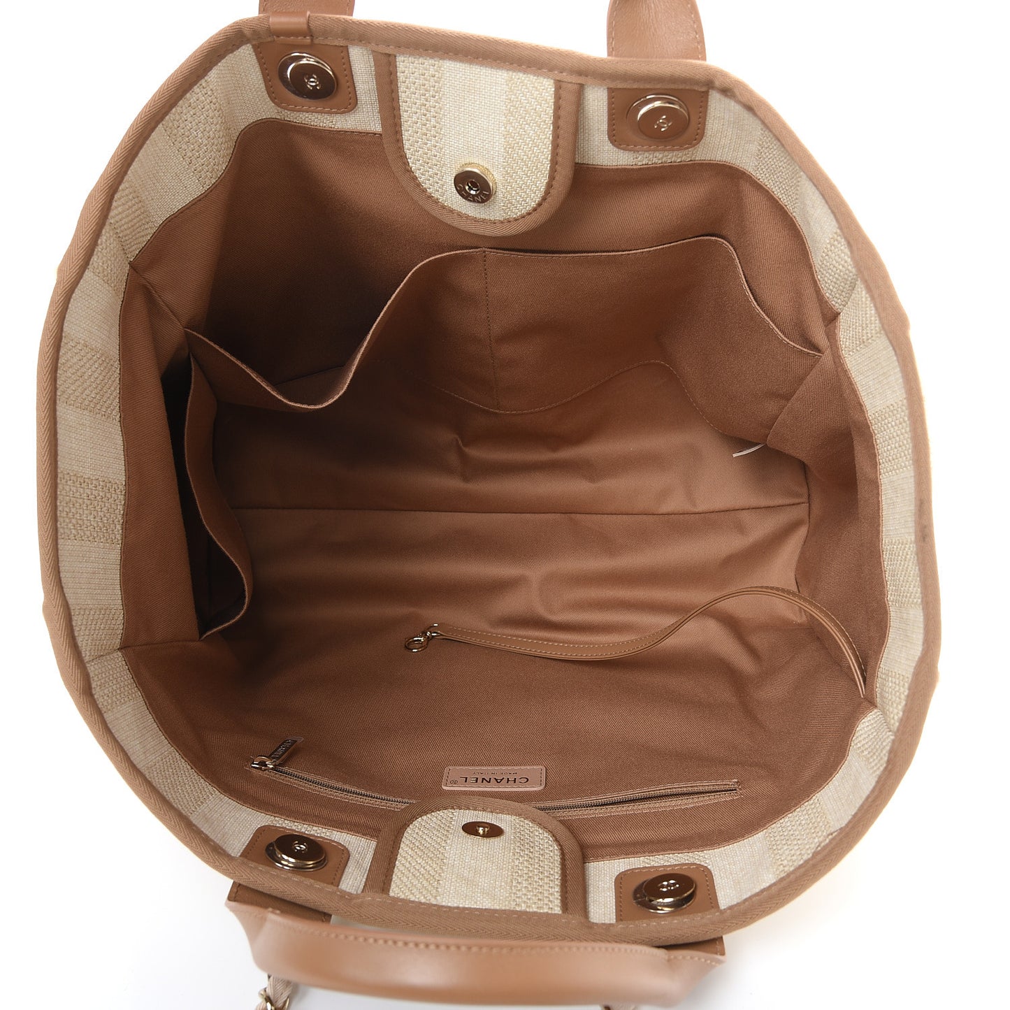 Straw Raffia Calfskin Striped Large Deauville Tote Beige