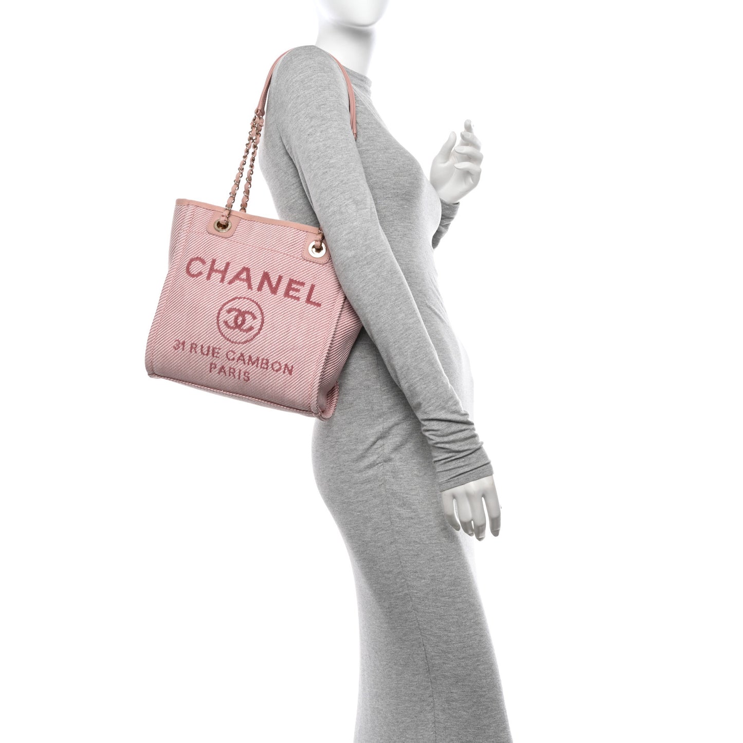Mixed Fibers Calfskin Mini Deauville Tote Rose Pink