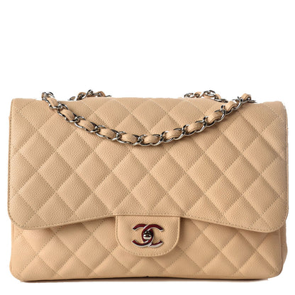 Chanel Caviar Quilted Jumbo Single Flap Beige Clair 1 of 8