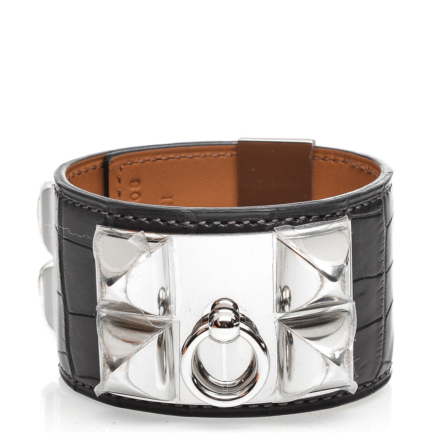 Hermes Matte Alligator Collier De Chien CDC Bracelet S Graphite 1 of 8