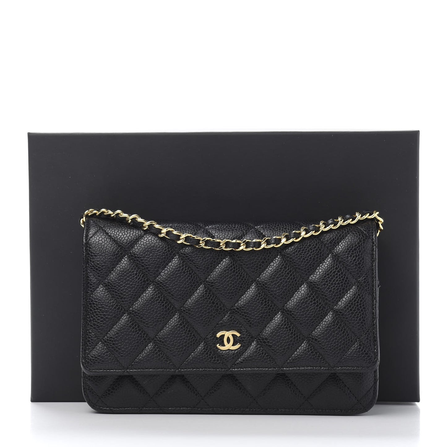 Caviar Quilted Wallet On Chain WOC Black