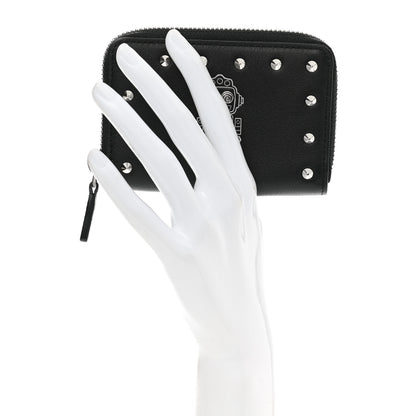 MCM Calfskin Studded Robot Zip Around Wallet Black 2 of 7