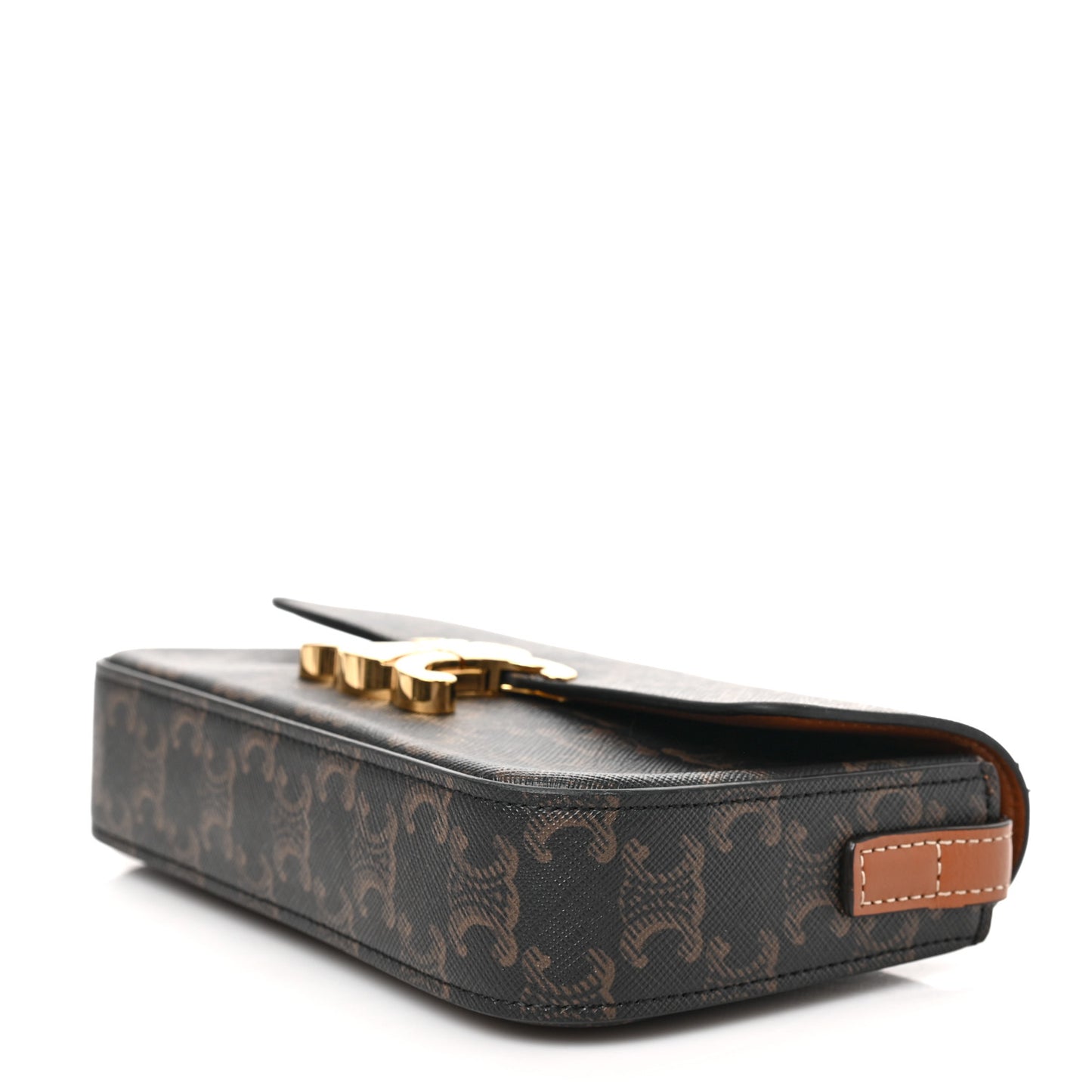 Canvas Calfskin Triomphe Shoulder Bag Tan