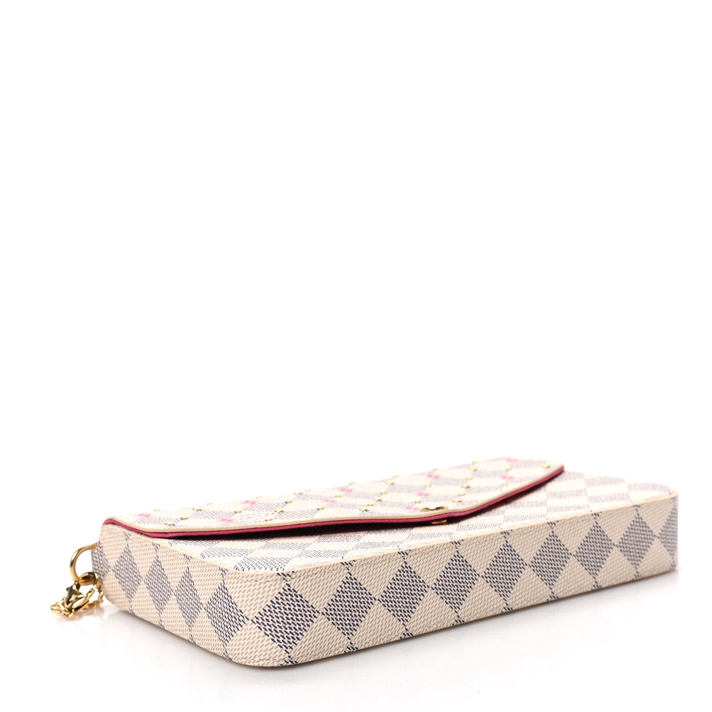 Damier Azur Studded Pochette Felicie Chain Wallet Fuchsia
