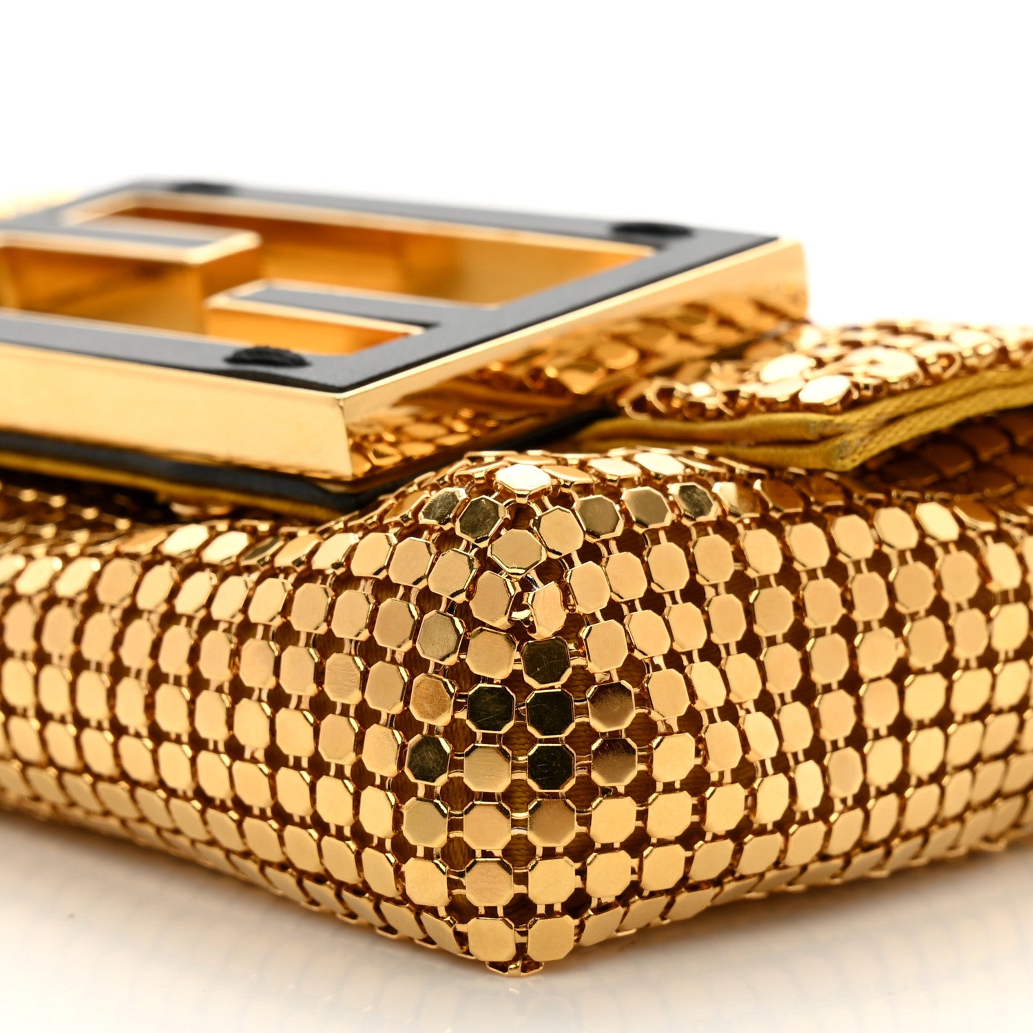 Fendi X VERSACE Metal Chainmail Mesh Fendace Nano Brooch Baguette Gold 8 of 8