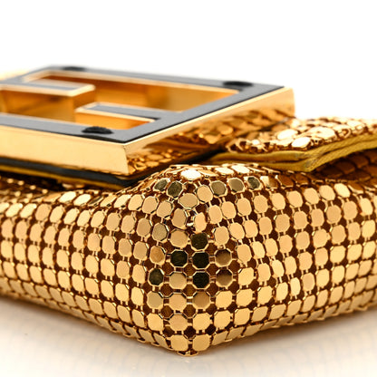 Fendi X VERSACE Metal Chainmail Mesh Fendace Nano Brooch Baguette Gold 8 of 8