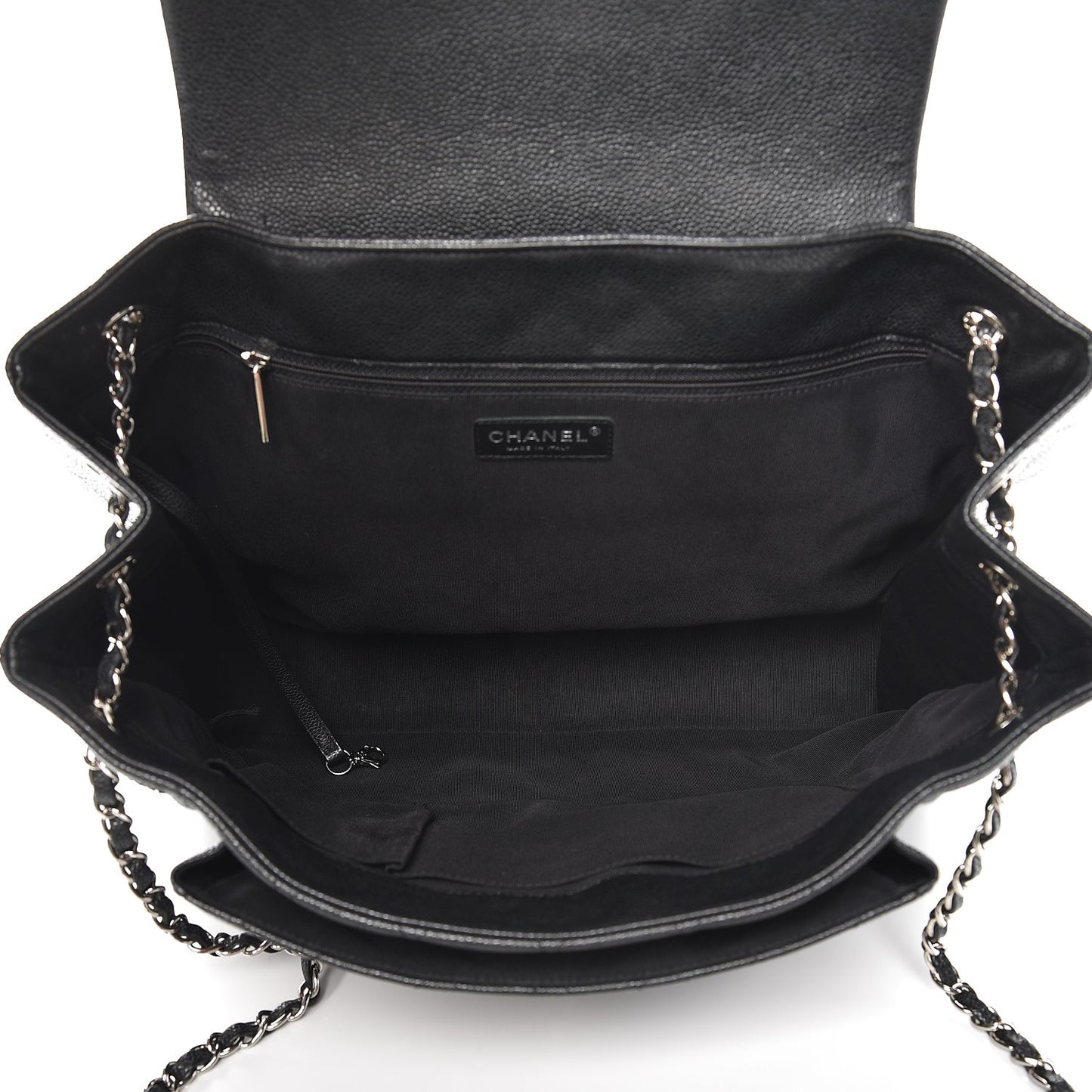 Caviar Quilted Flap Tote Black