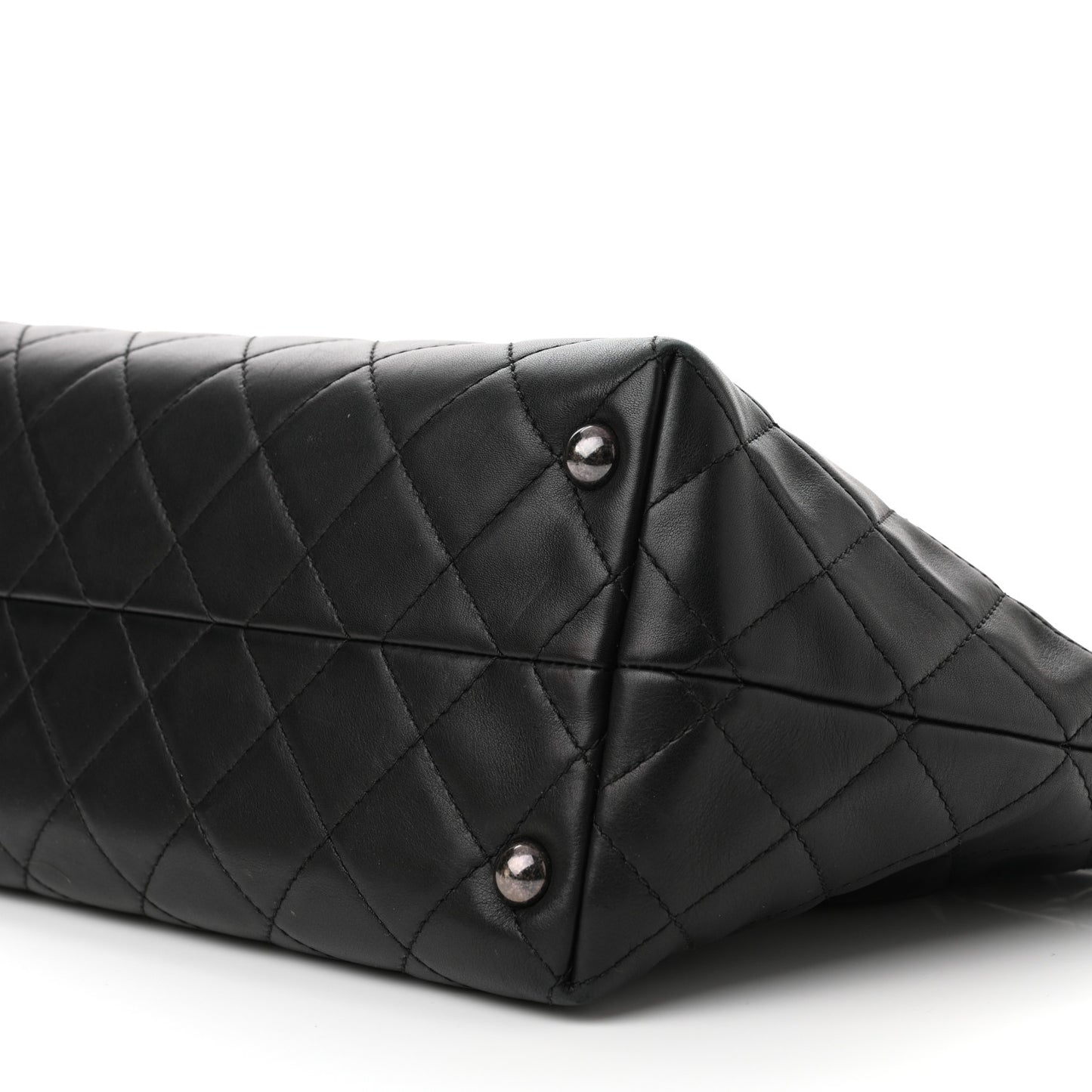 Calfskin Quilted Small Shopping In Chains Tote Black