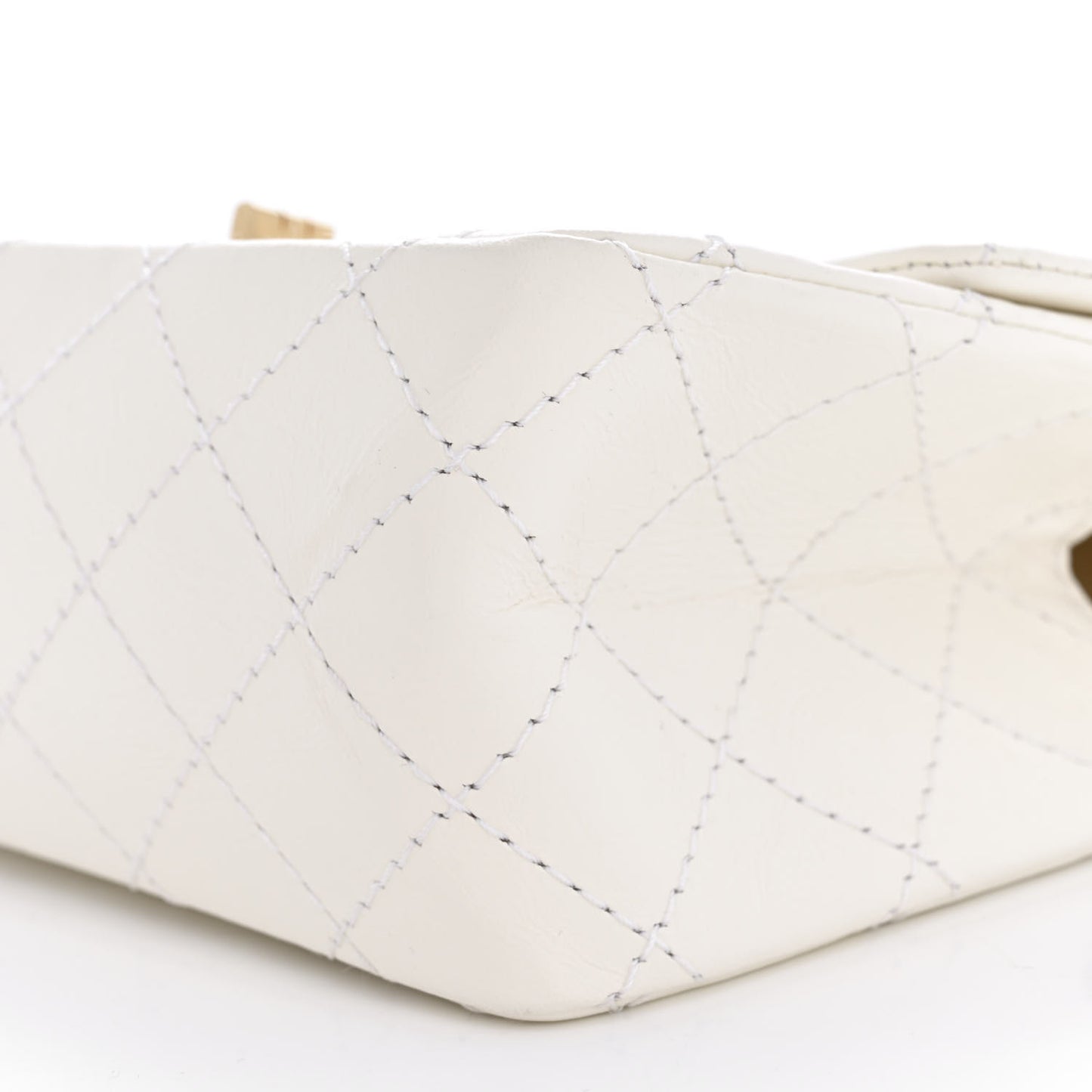 Aged Calfskin Quilted 2.55 Reissue Mini Flap White