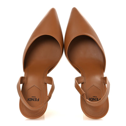 Fendi Vitello Fendi First 100mm Slingback Pumps 38.5 Caramello 2 of 12