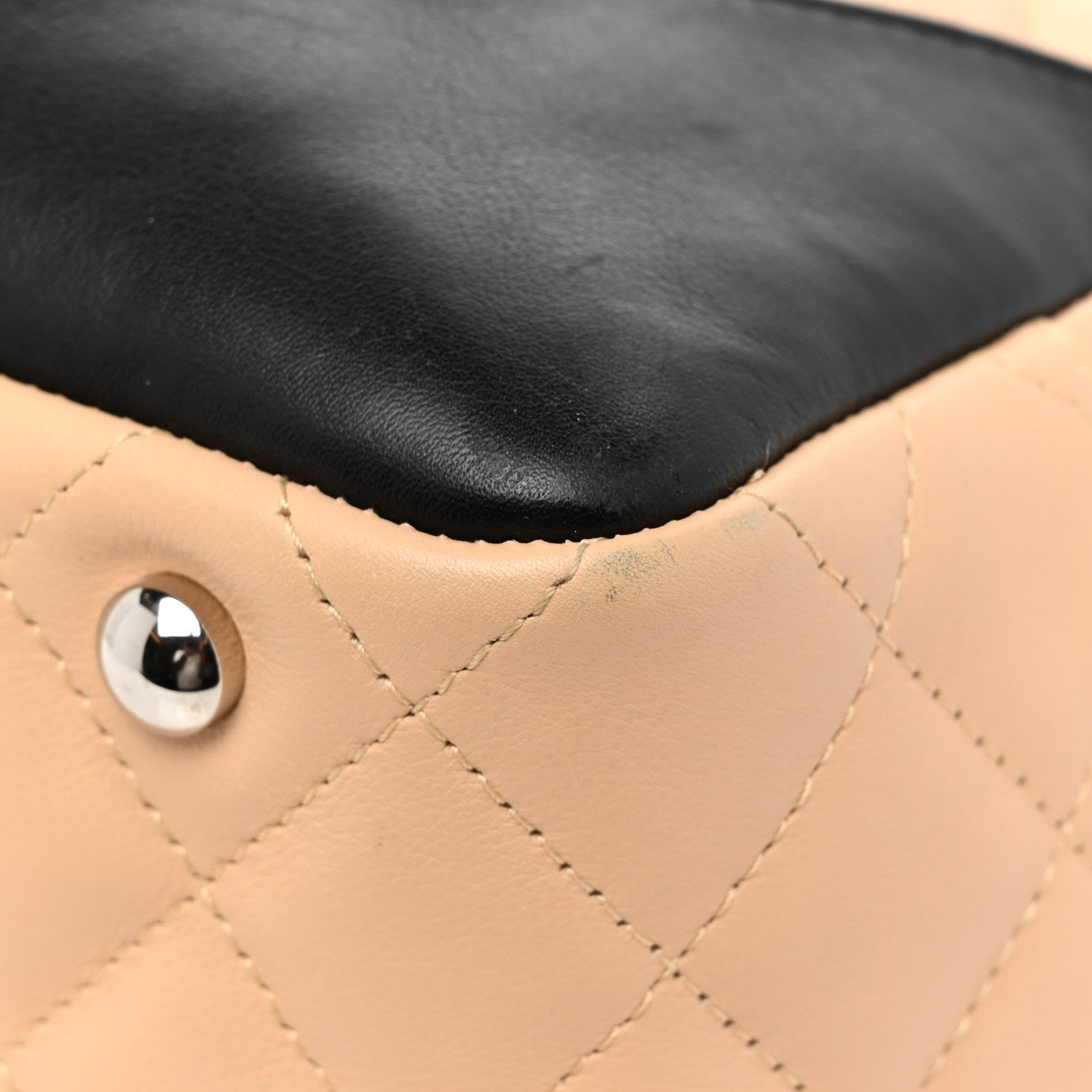 Chanel Calfskin Quilted Large Cambon Bowler Beige Black 9 of 16