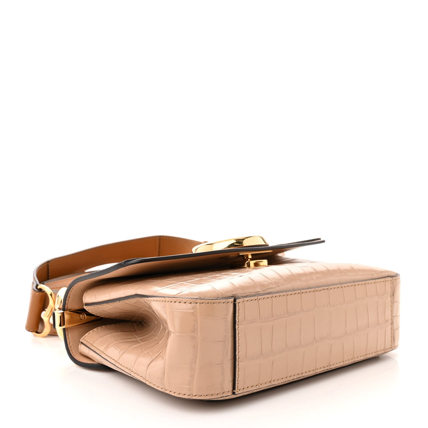 Chloe Calfskin Crocodile Embossed Small C Double Carry Nut 4 of 12