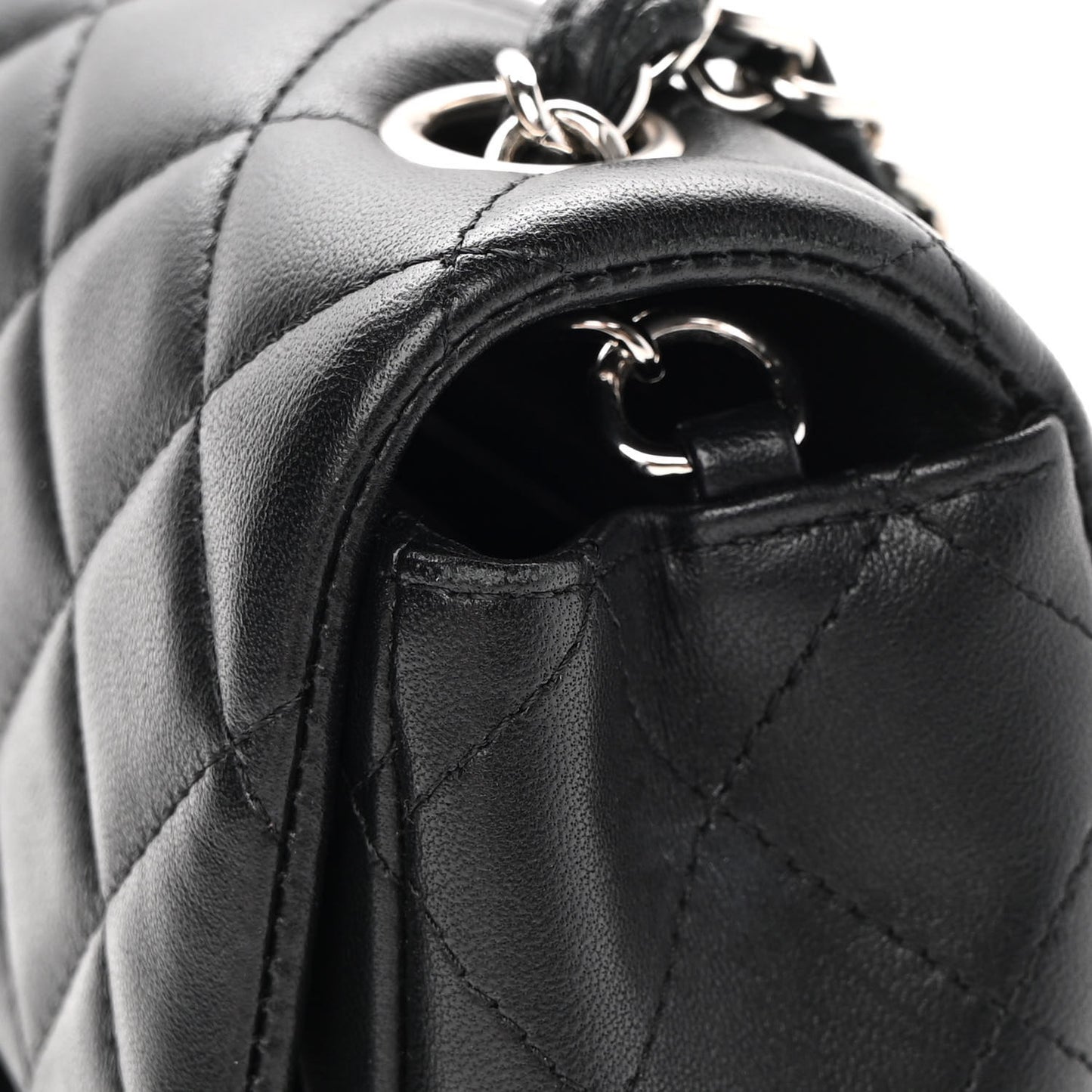 Lambskin Quilted Mini Rectangular Flap Black