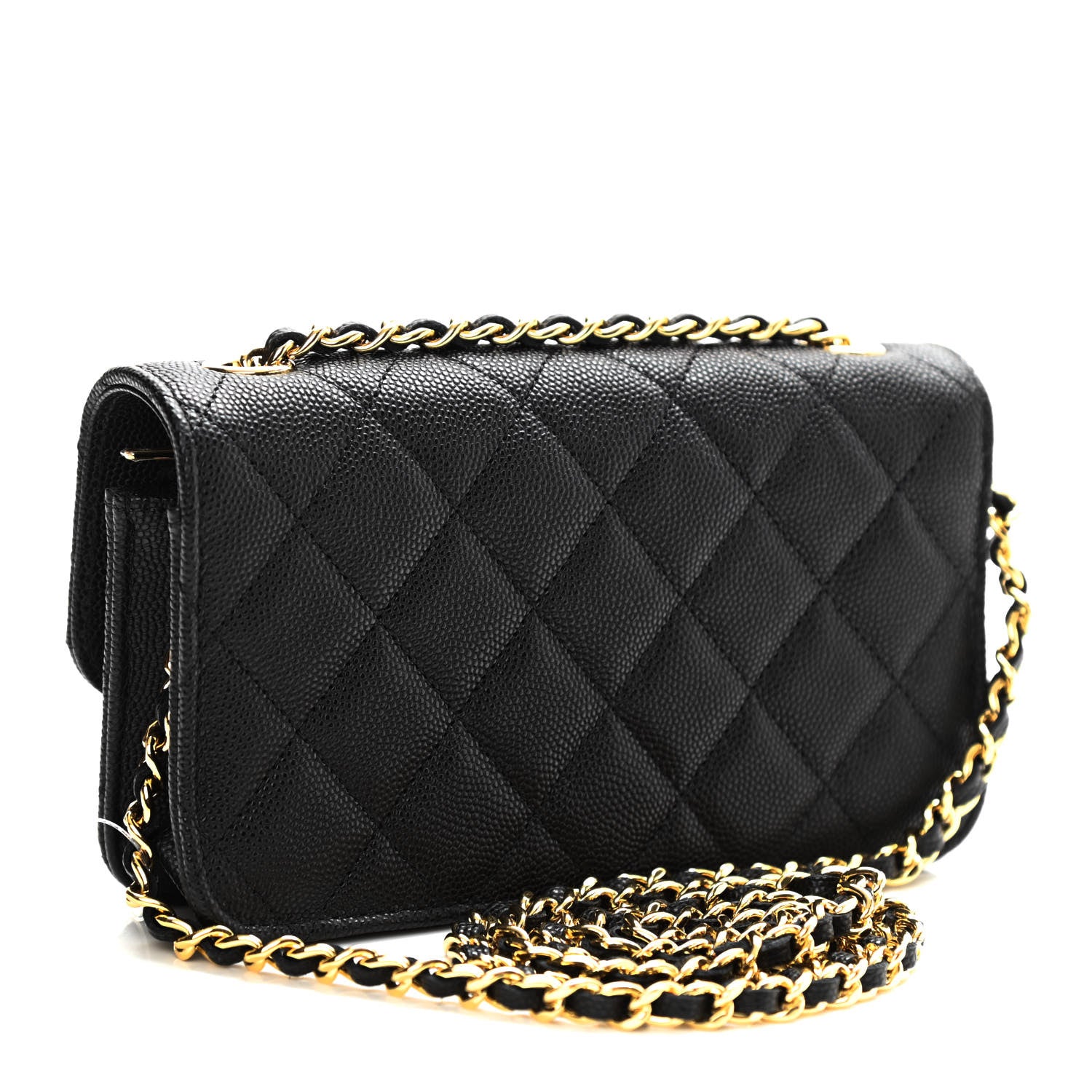 Chanel Caviar Quilted Enamel Coco Casino Flap Phone Holder With Chain Black 2 of 10