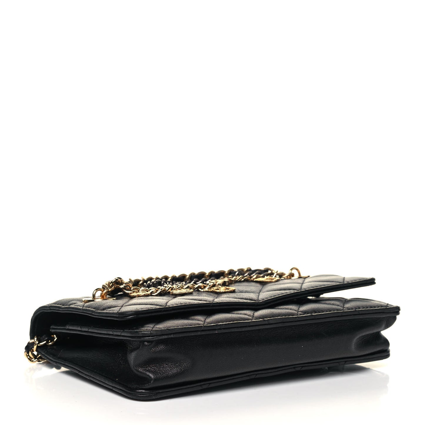 Lambskin Quilted Egyptian Amulet Wallet On Chain WOC Black