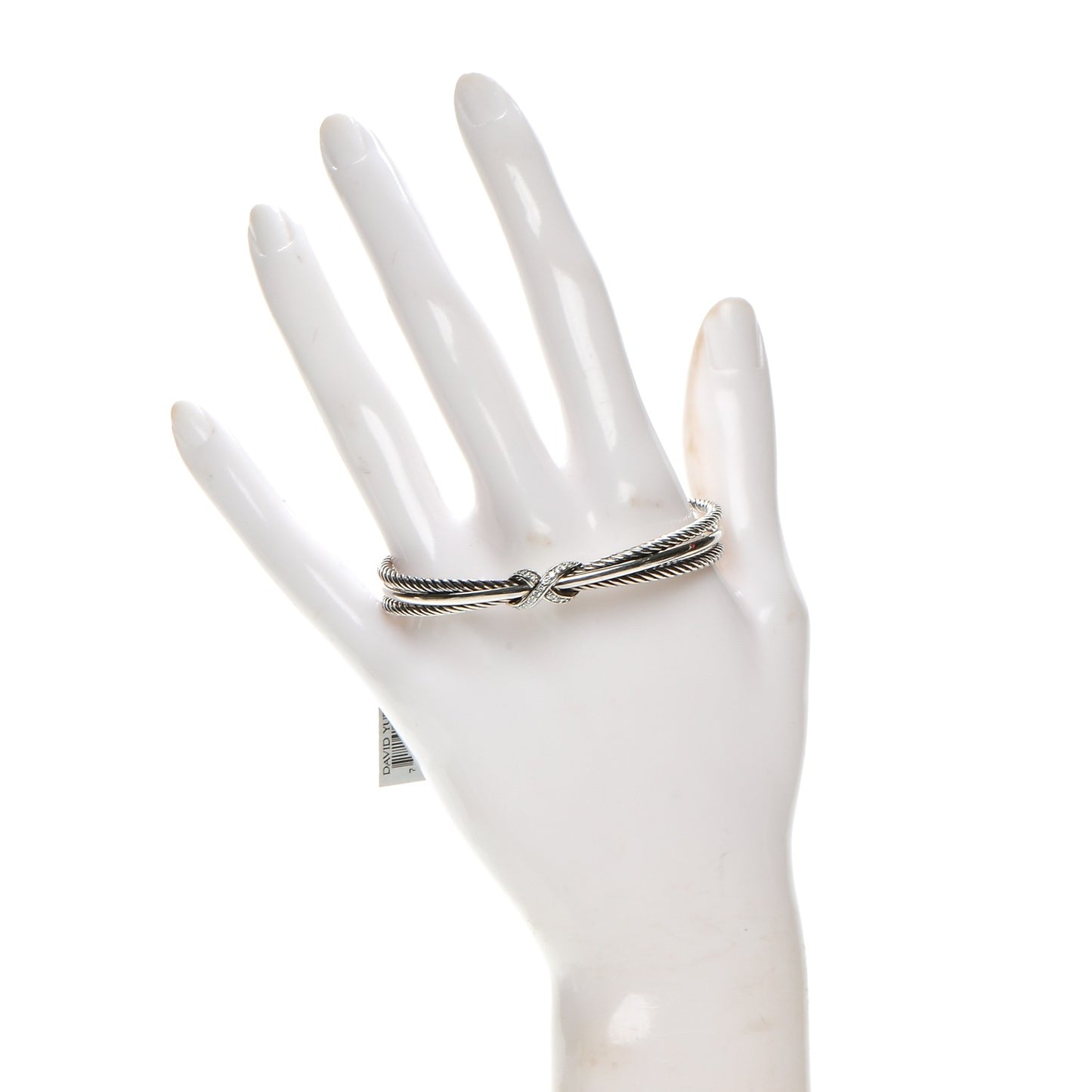 Sterling Silver Diamond 7mm X Crossover Cuff