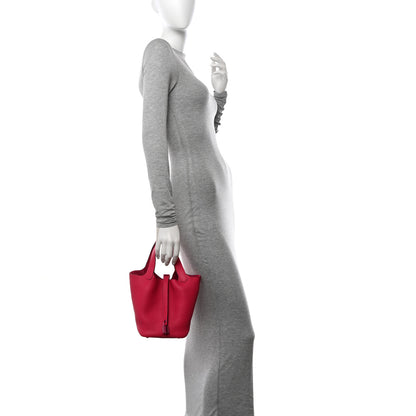 Hermes Taurillon Clemence Monochrome Picotin Lock 18 PM Rose Mexico 2 of 11