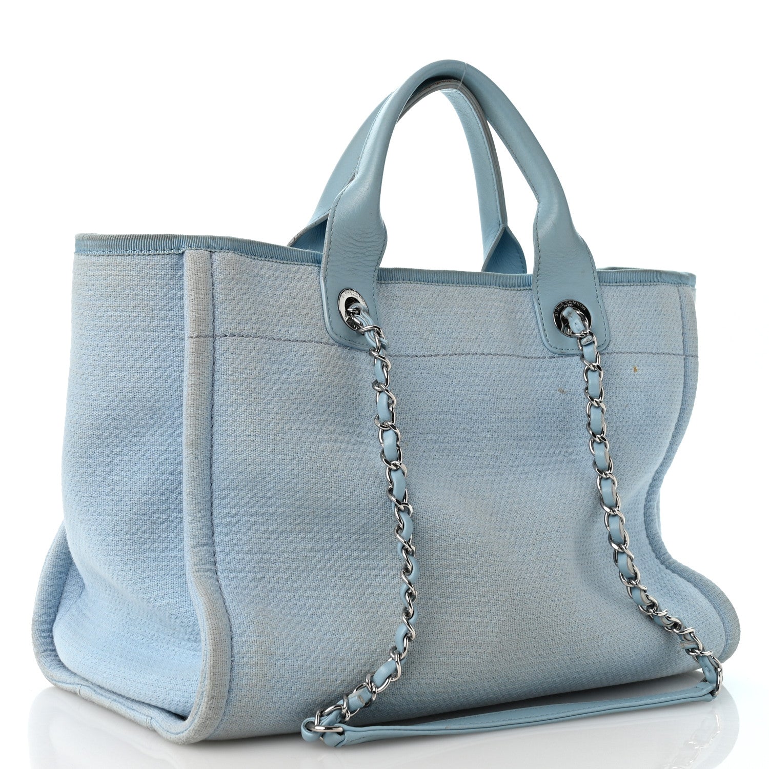 Chanel Mixed Fibers Small Deauville Tote Light Blue 4 of 14