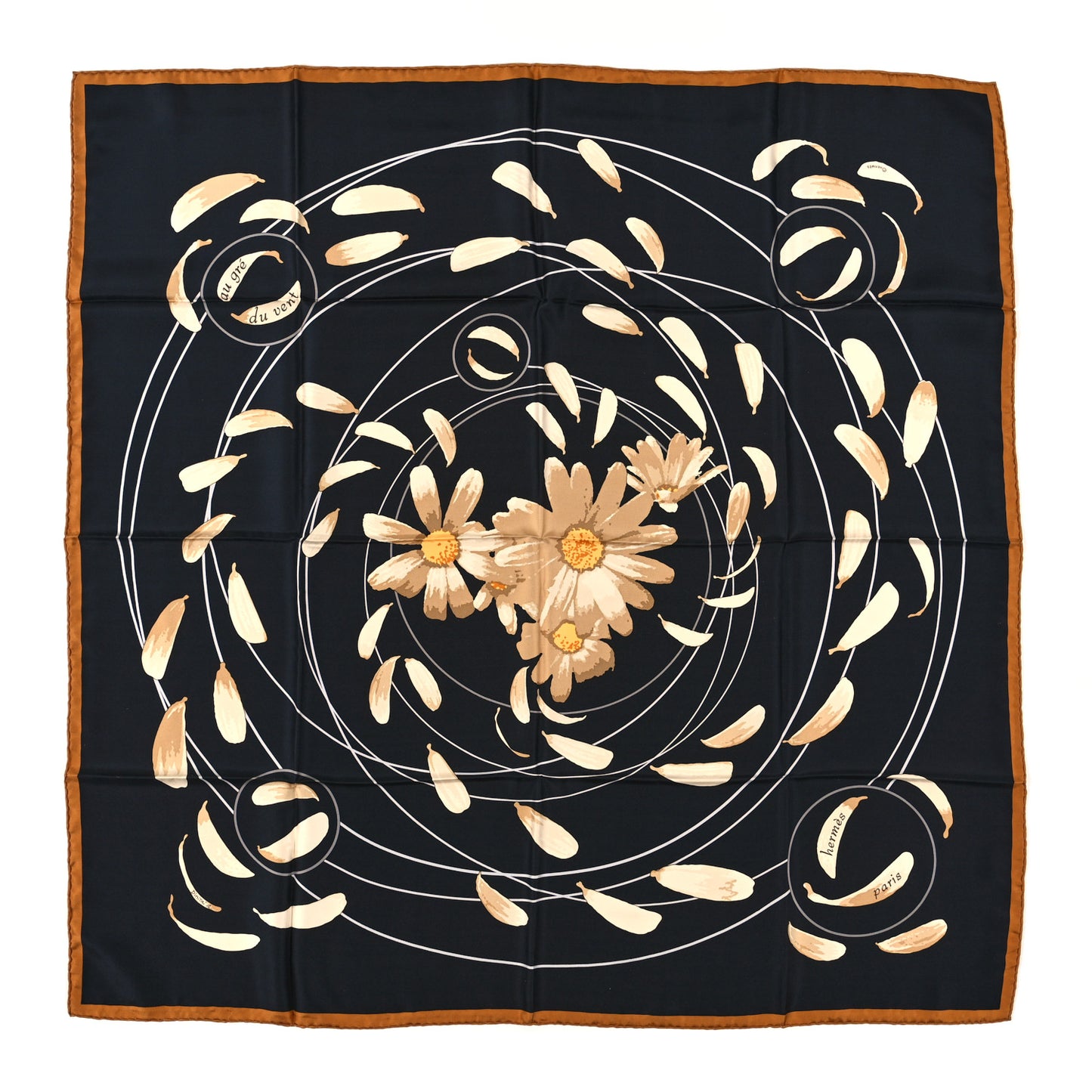 Silk Au Gre du Vent Scarf 90 Black