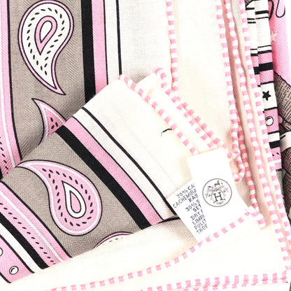 Hermes Mors a Jouets Bandana Shawl 140 Rose White Etoupe 3 of 3