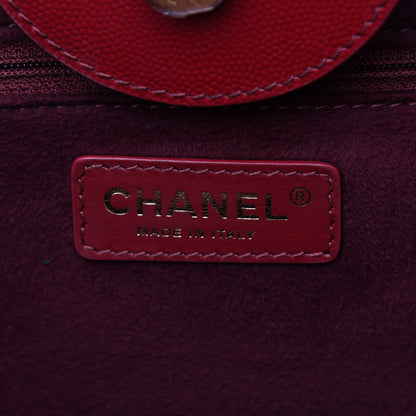 Chanel Caviar Small Studded Deauville Tote Red 6 of 11