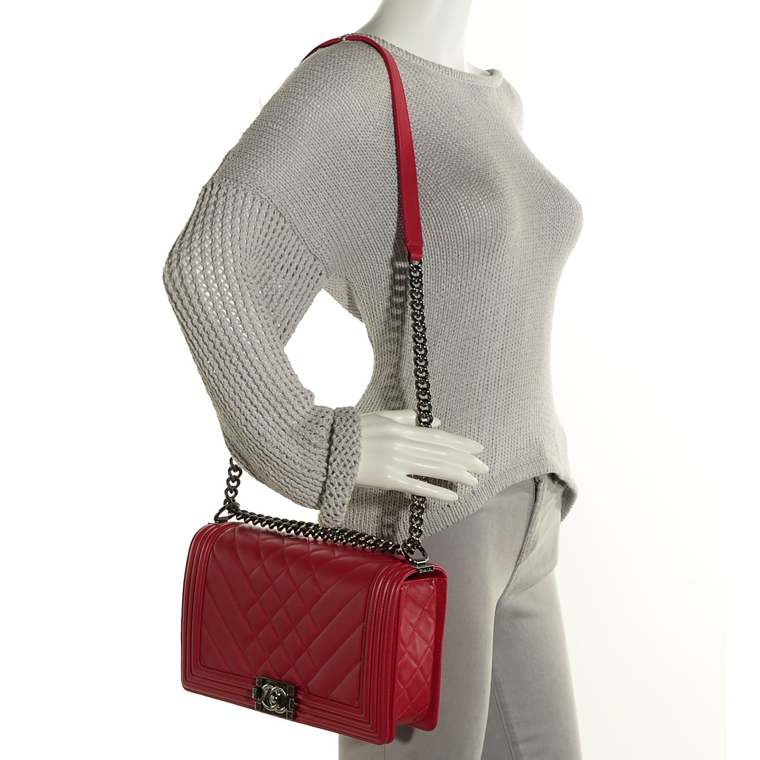 Chanel Calfskin Quilted New Medium Boy Flap Dark Pink 2 of 9