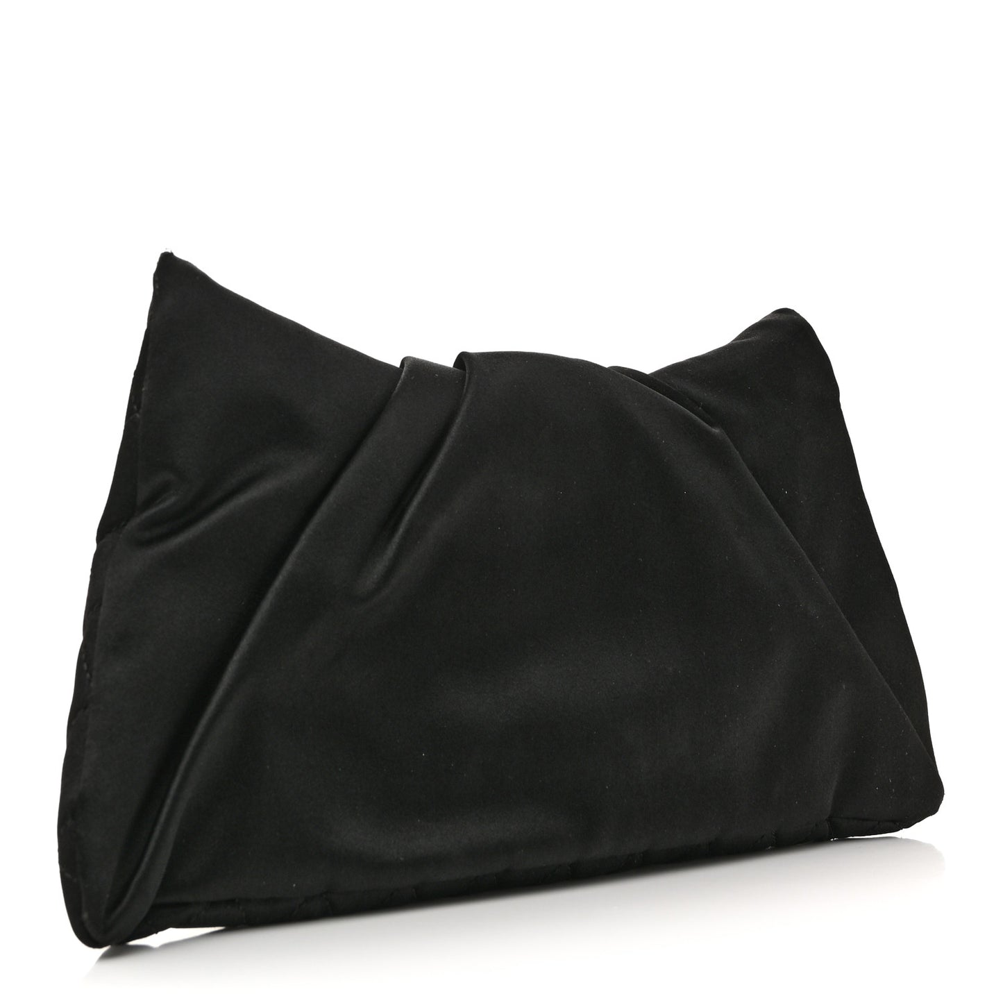 Satin Quilted Flap Clutch Black