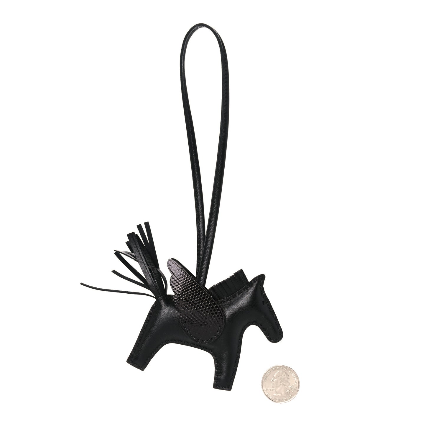 Milo Lambskin Lizard Touch Grigri Rodeo Pegase Horse Bag Charm PM So Black