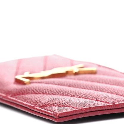 Saint Laurent Grain De Poudre Matelasse Chevron Monogram Fragments Zippered Card Case Opyum Red 7 of 9