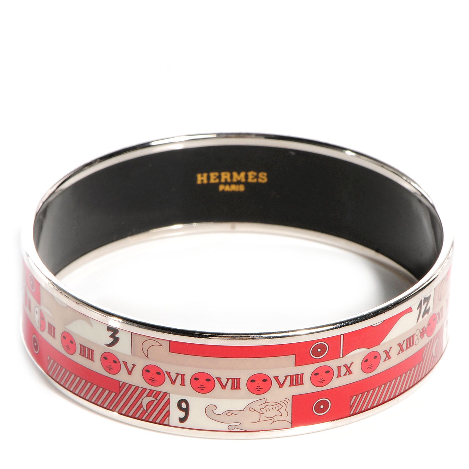 Hermes Enamel Printed Zodiac Wide Bracelet 70 Red 1 of 17