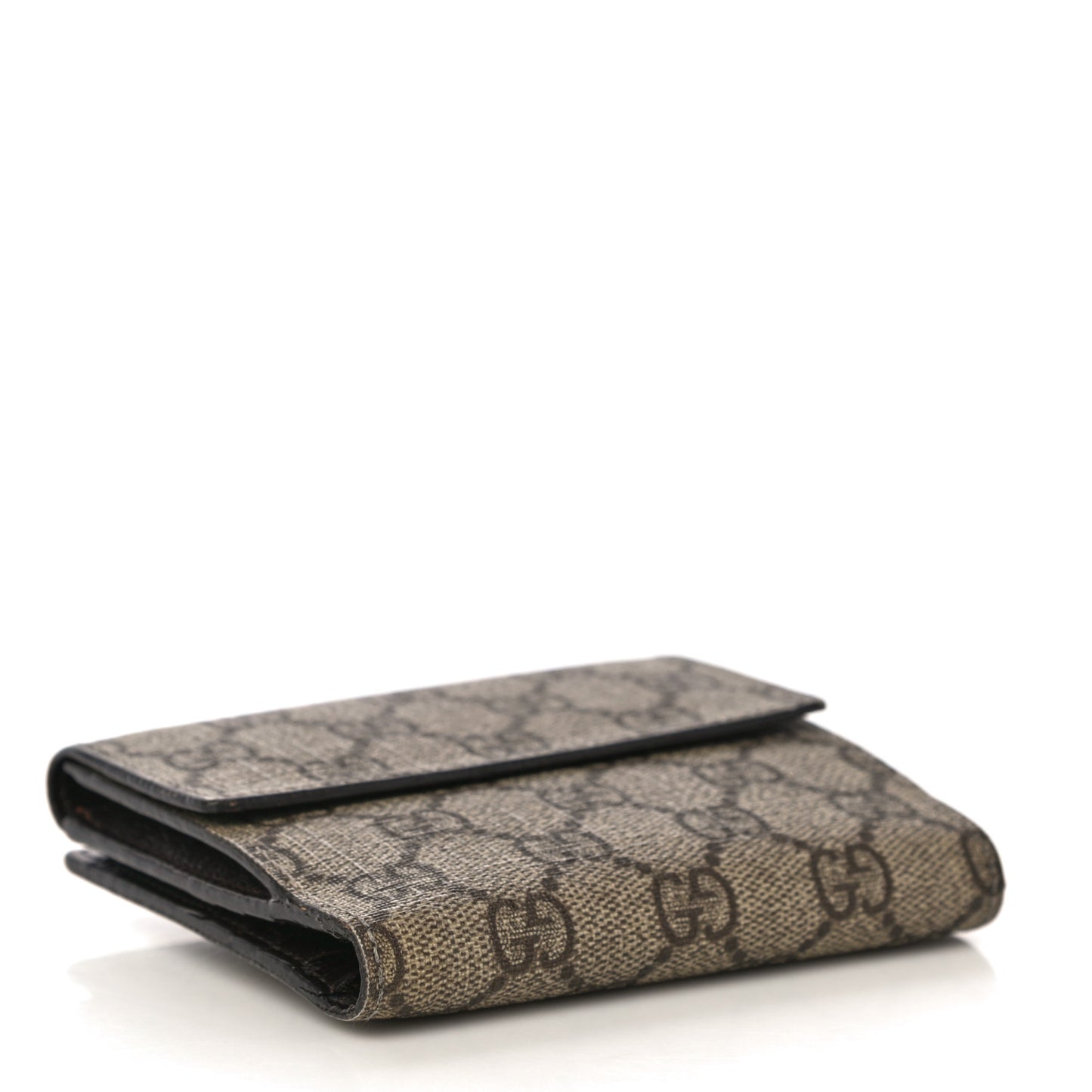GG Plus Monogram Ladies GG French Flap Wallet Beige Ebony Cocoa