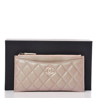 Chanel Iridescent Caviar Quilted Classic Zip Pouch Beige 8 of 8