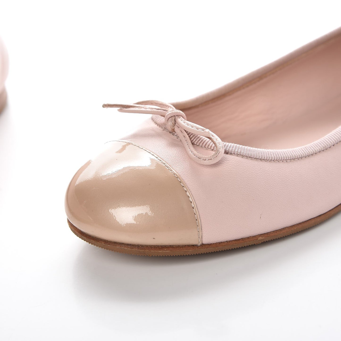 Lambskin Patent Cap Toe CC Ballerina Flats 37 Rose Clair