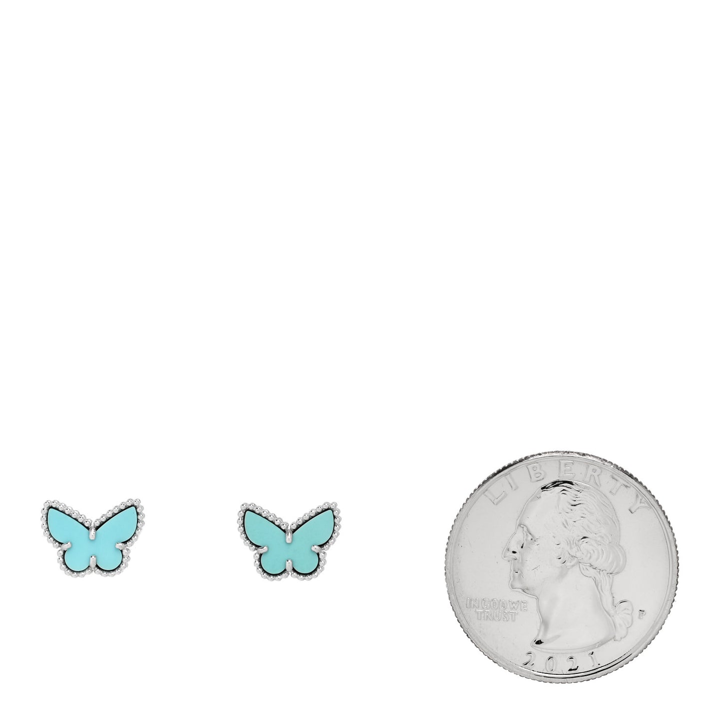 18K White Gold Turquoise Sweet Alhambra Butterfly Earrings