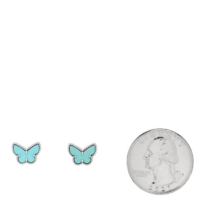 Van Cleef & Arpels 18K White Gold Turquoise Sweet Alhambra Butterfly Earrings 2 of 5