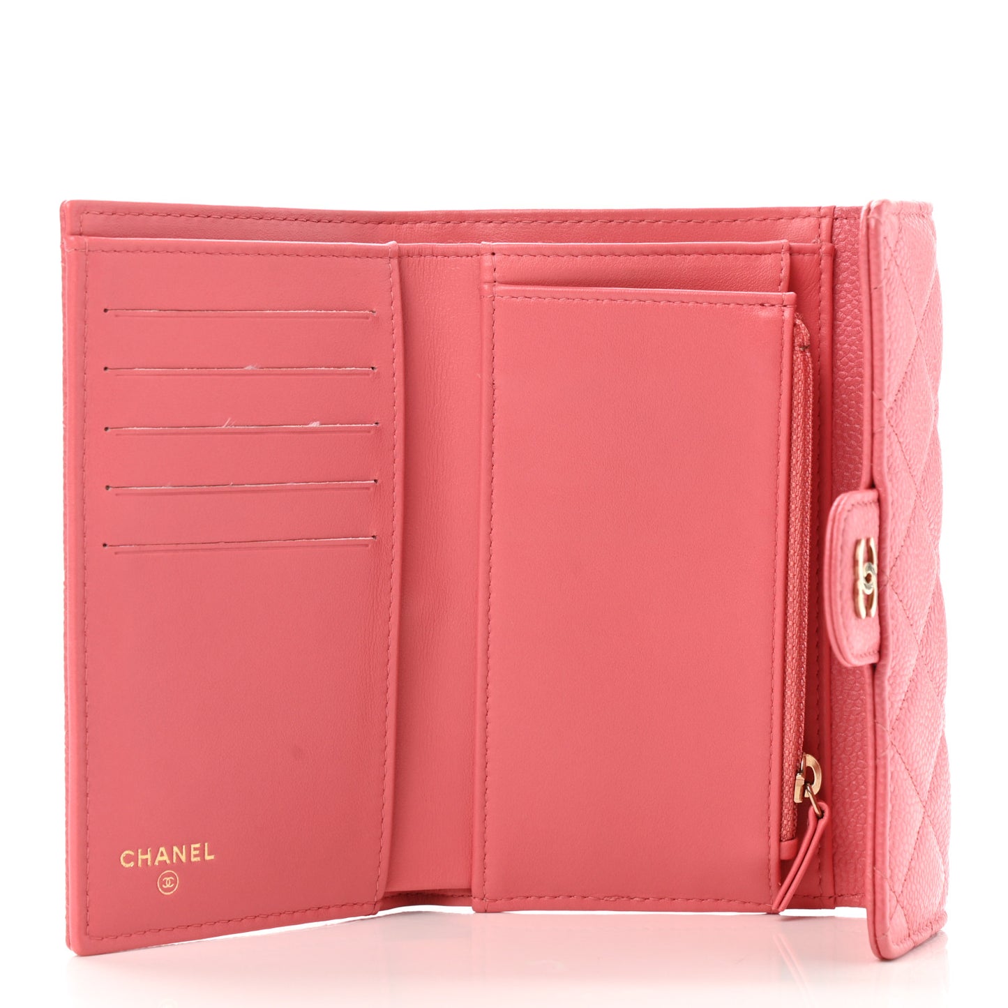Caviar Quilted Medium Flap Wallet Dark Pink