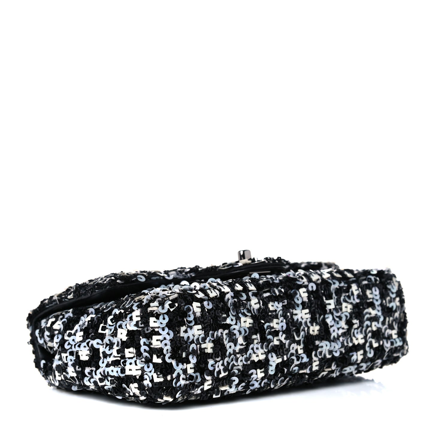 Sequin Mini Rectangular Flap Black White